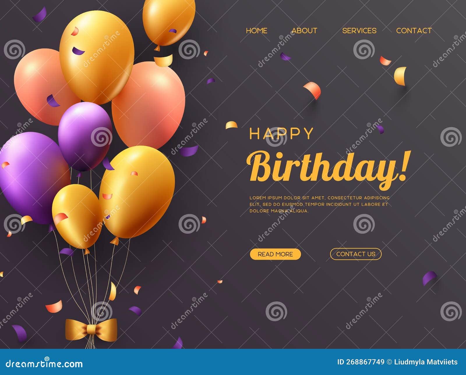Birthday Website Banner with 3d Balloons. Stock Vector ...